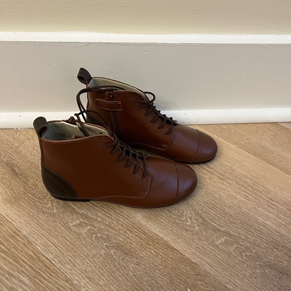 Kids Brown Lace-Up Dress Boots